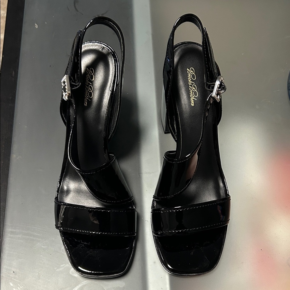 Brooks Brothers Black Patent Leather Slingback Heels